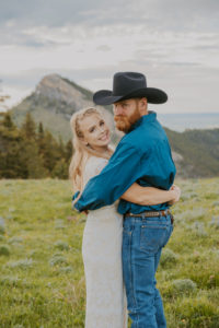 Jackie and Dusten during country engagement shoot in Sheridan, Wyoming
