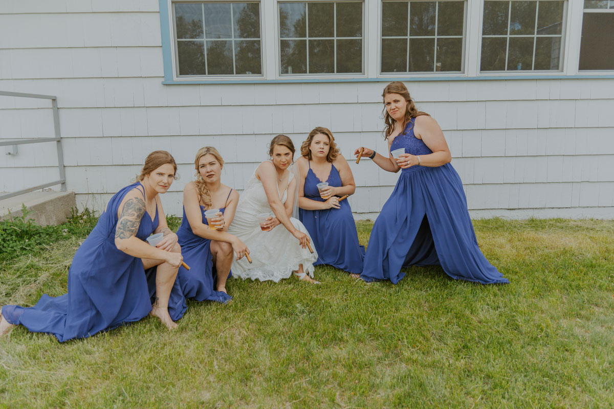 Bridal Party Posing with Cigars