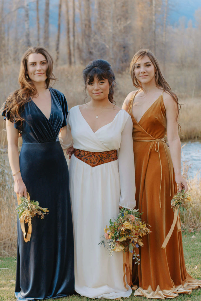 Bridal Party During Fall Elopement