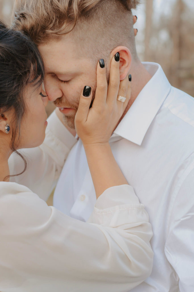 Close Up of Couple During Fall Elopement