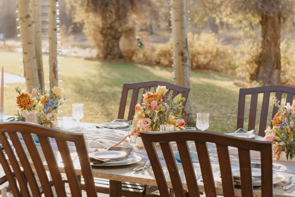 Side View of Fall Table Setting at Elopement