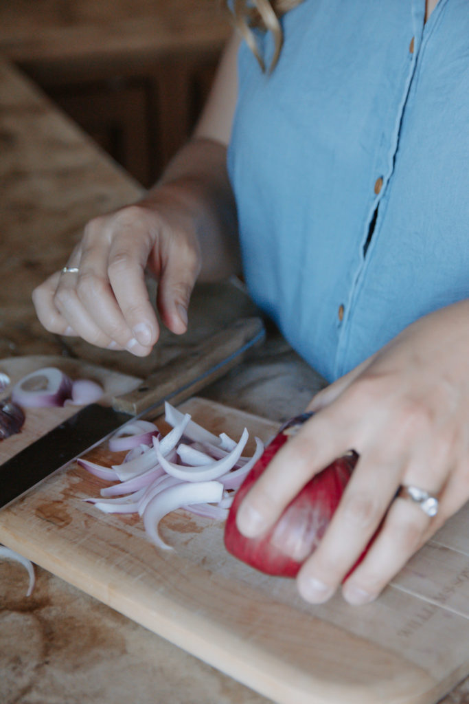 Slicing Onions During Food Photosession