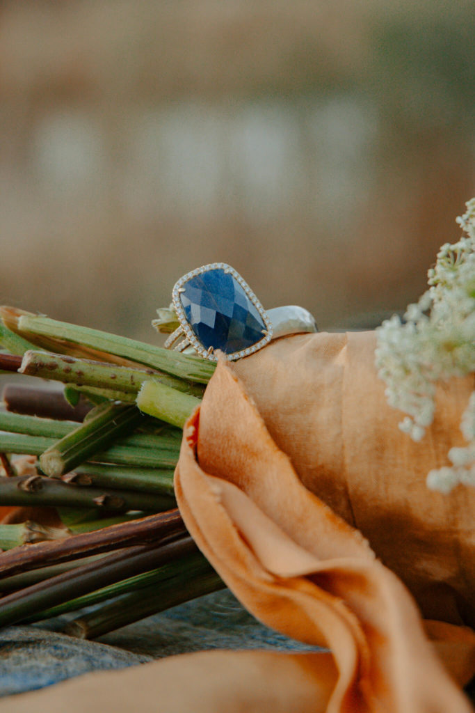 Sapphire Ring Fall Elopement Ceremony