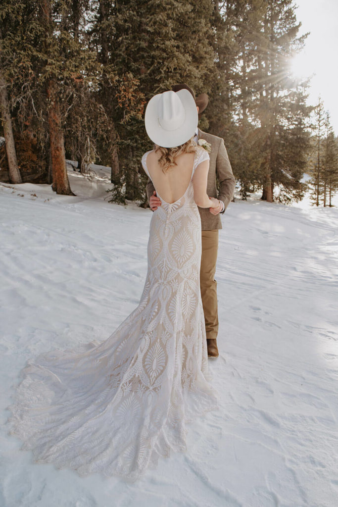 Back of Lace Wedding Dress for Winter Wedding
