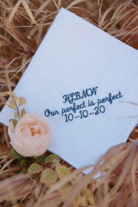 rand Teton Elopement details with a customized handkerchief for wedding