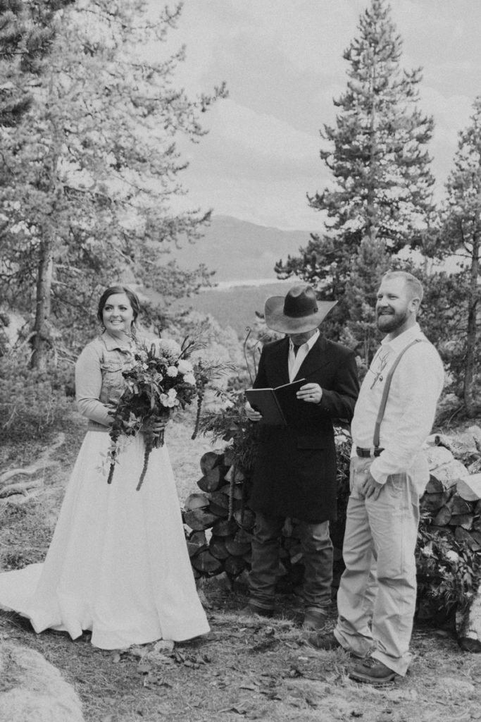 Black and White Elopement Ceremony photo