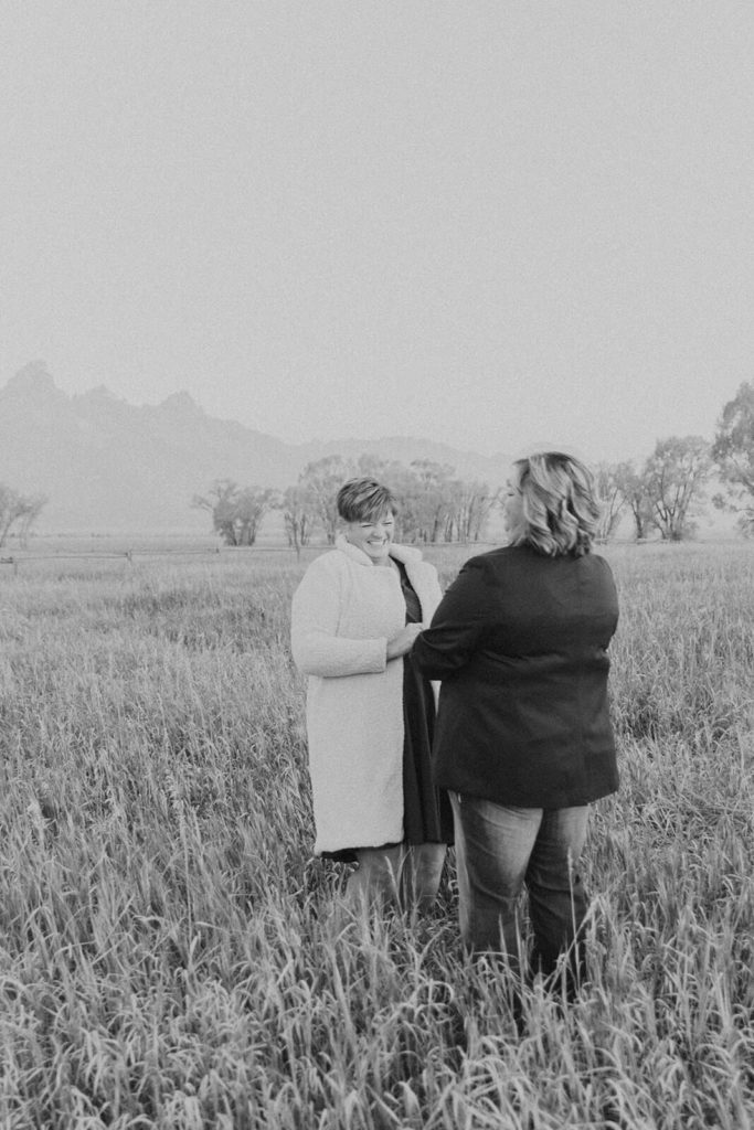 Black and White Photo of Elopement Ceremony