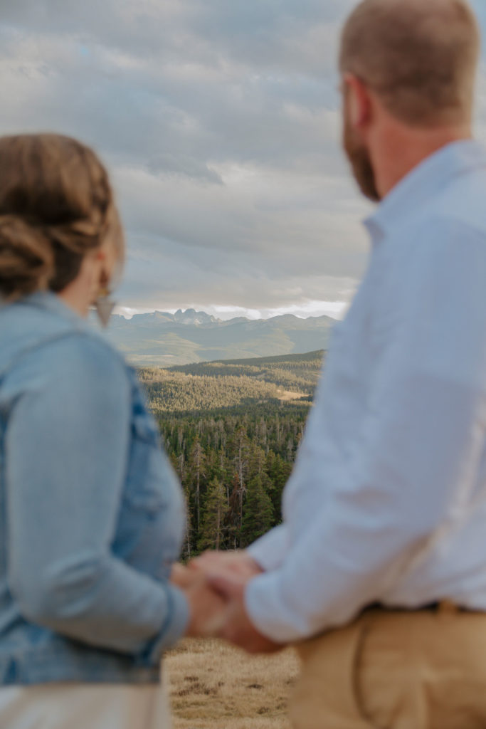 Wyoming Mountains in Distance During Fall Elopement