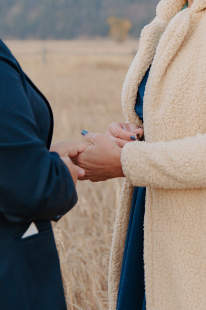 Couple Holds Hands During Elopement