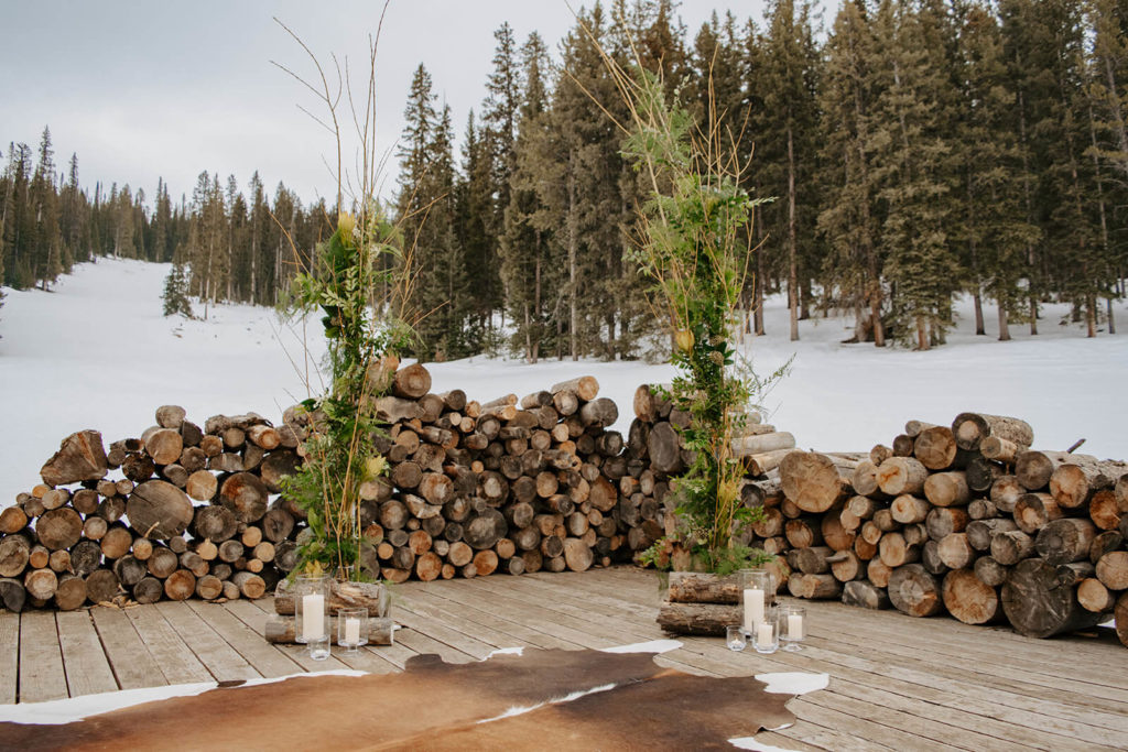 Winter Wedding Pine Alter Set Up