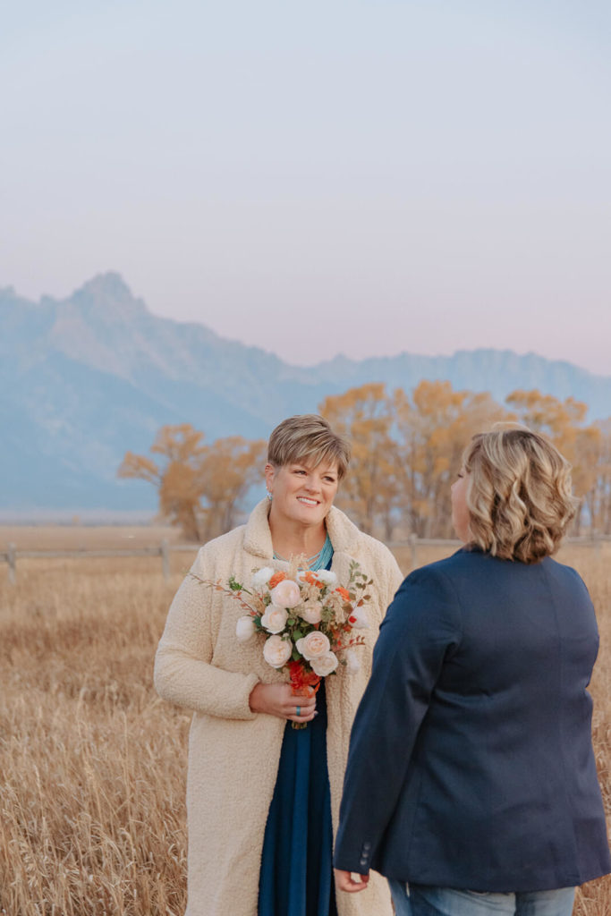 Destination Elopement Ceremony with Mountains in Background