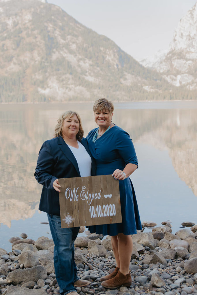Elopement Announcement with Mountain Background