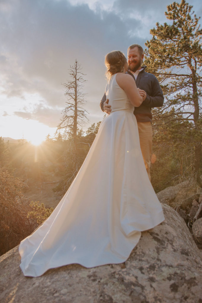 Couple at Sunset Wyoming Wedding Photography of Becki and Travis