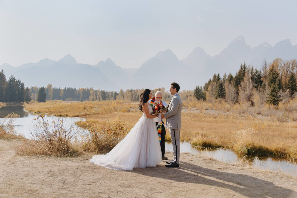 Landscape View of Elopement by the Tetons