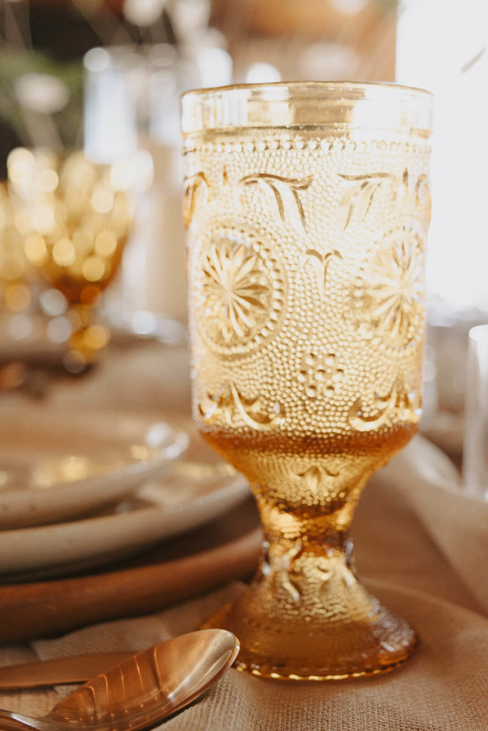 glassware for winter wedding in wyoming