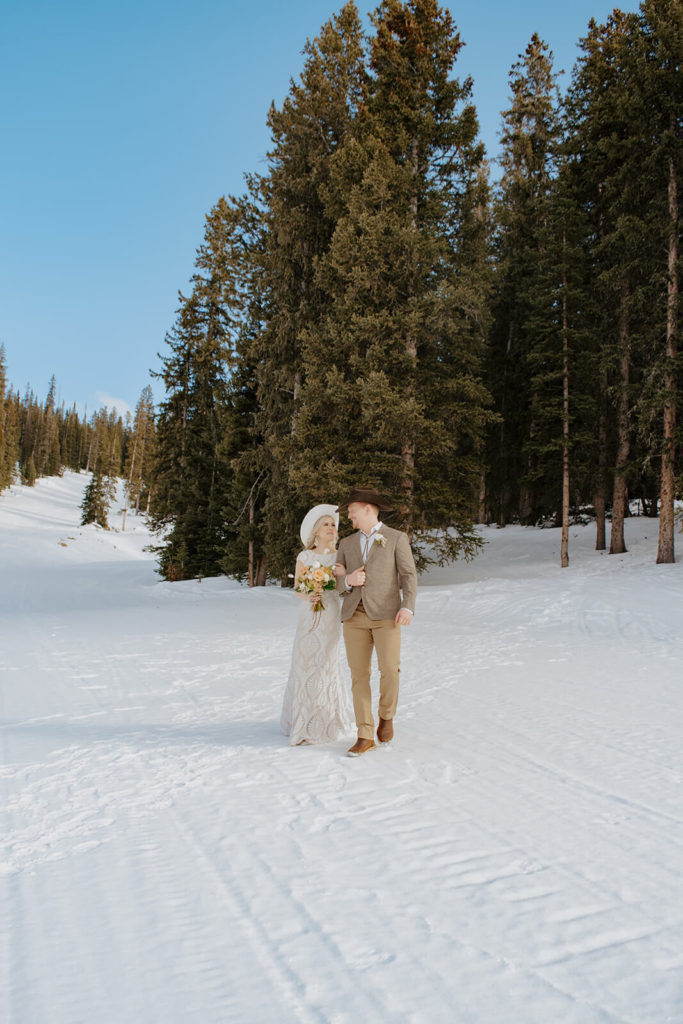 Bride and Groom portrait winter wedding