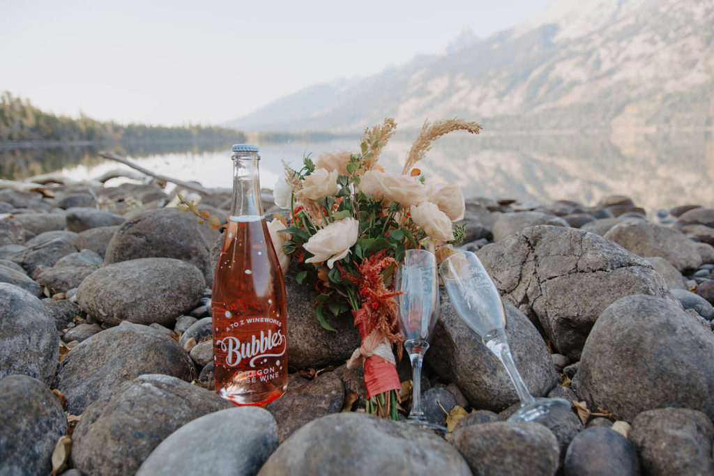 Wine and Florals at Destination Elopement in Wyoming