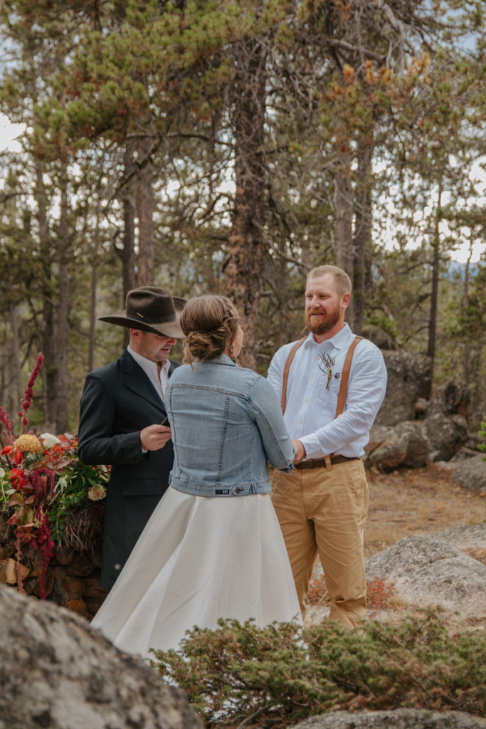 Wyoming Elopement Photo Groom Looks at Bride