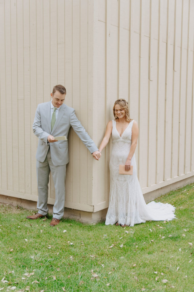 Bride and Groom Spend a Moment Together Before Ceremony