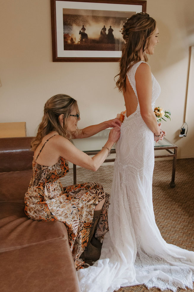Vanessa Getting Into Her Dress Before Ceremony