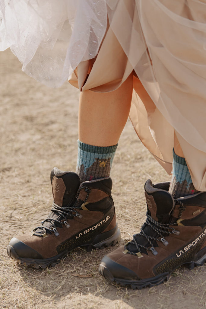 Rachel's Hiking Boots for Wyoming Elopement
