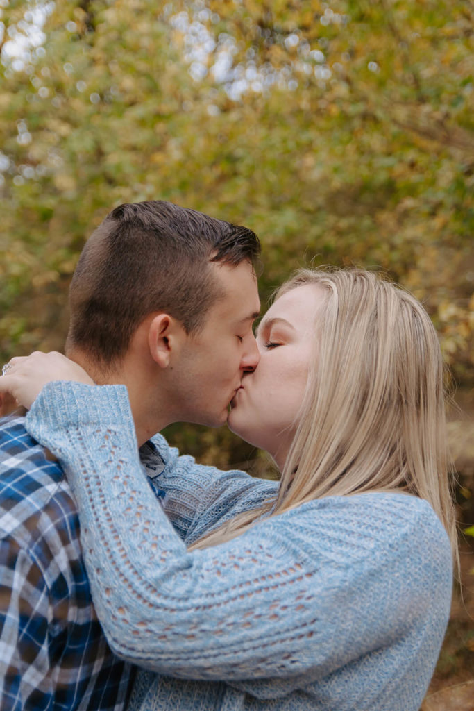 Madi and Justin Kiss During Engagement Shoot
