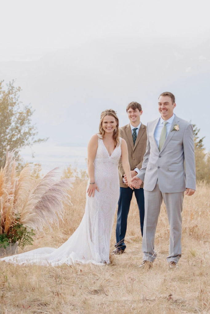 Couple's Picture Right After Wyoming Wedding Ceremony