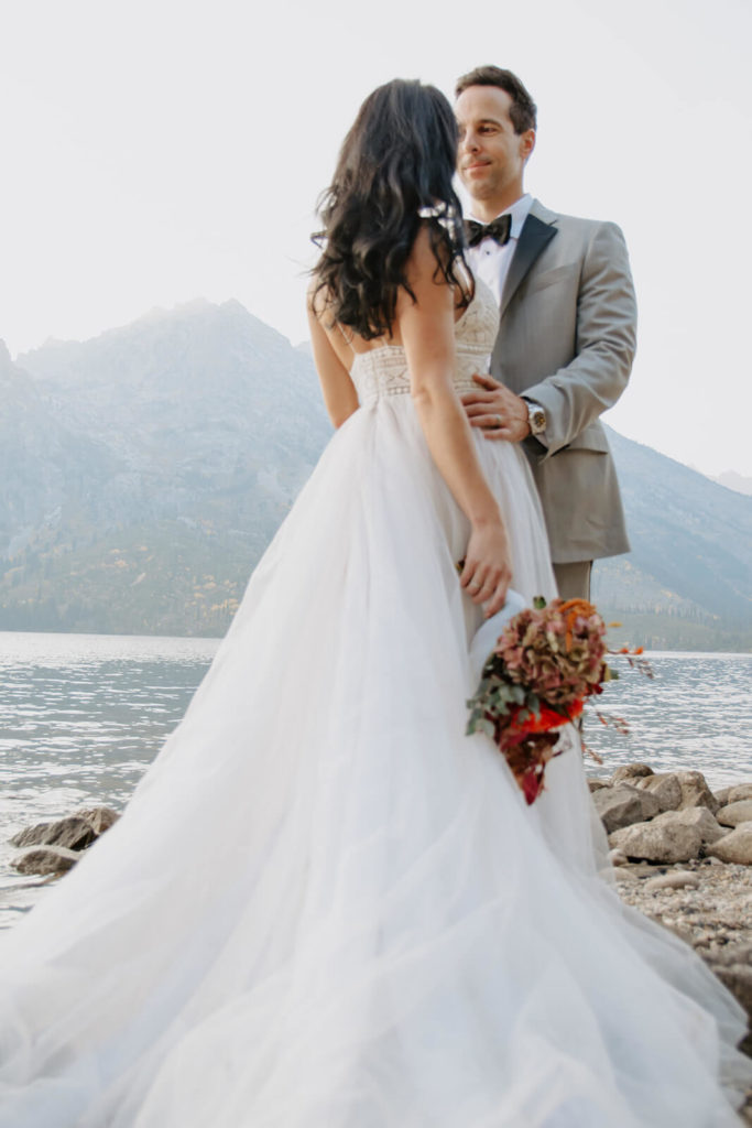Clay Holds Rachel for Elopement Photo in Jackson Hole Wyoming