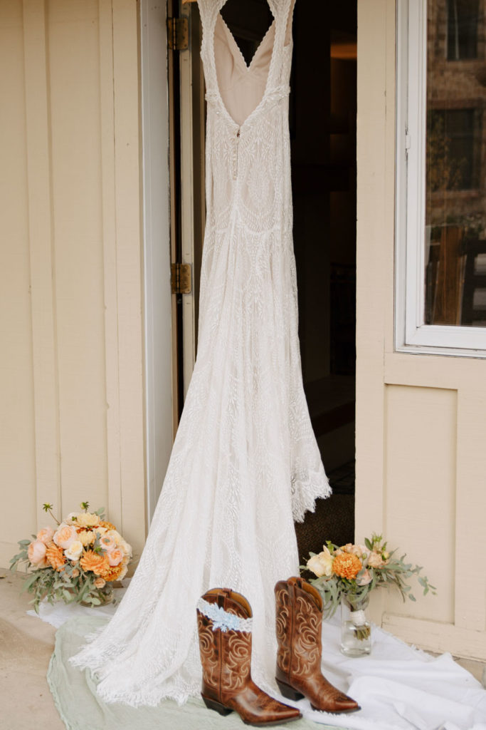 Lace Bridal Dress Before Wyoming Wedding