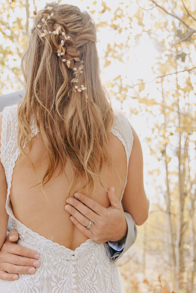 Back of Vanessa's Dress in Wyoming Forest