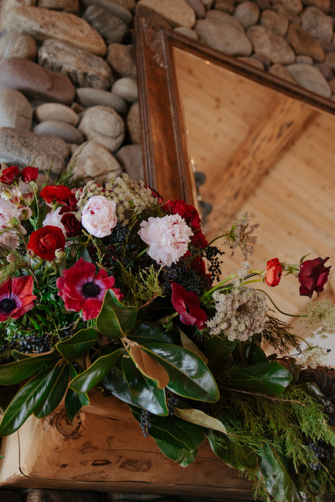 Wyoming wedding flowers at Bentwood Inn from an intimate winter elopement package