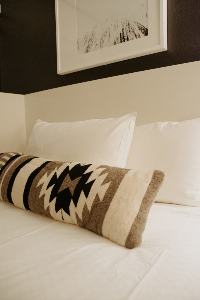 Southwest design on a pillow at continuum hotel in jackson Hole, Wyoming