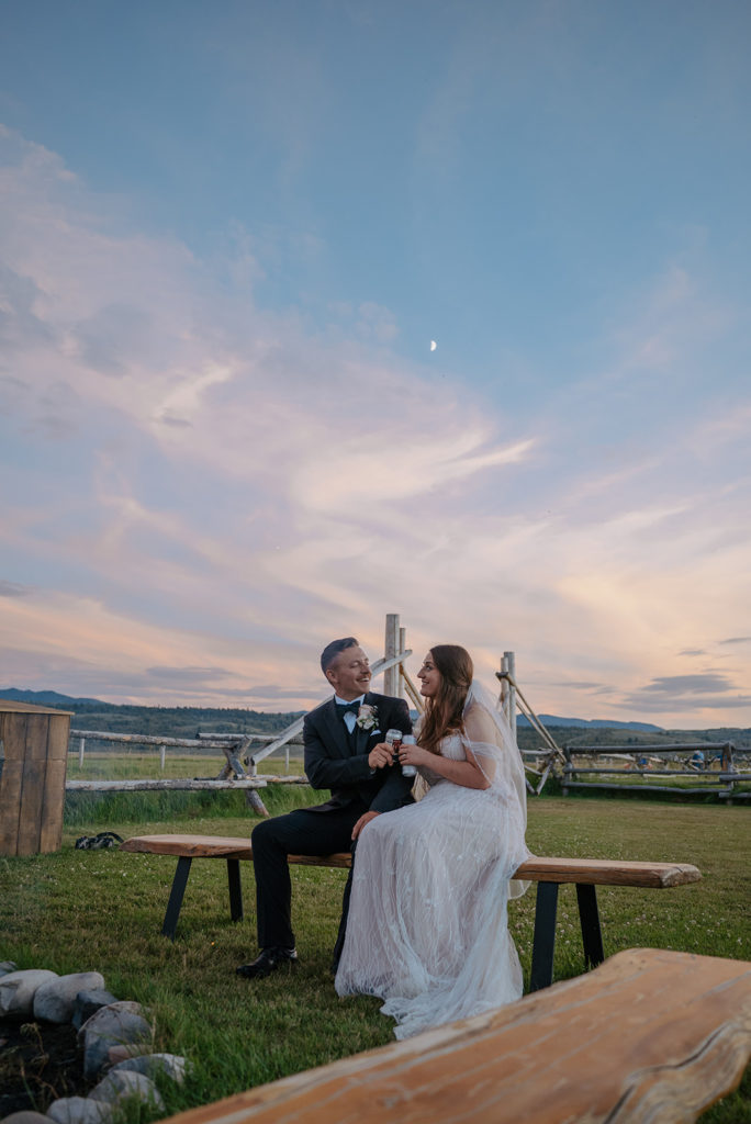Sunset wedding photos at Diamond Cross ranch. 
