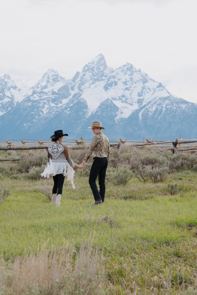 Engagement photos at Lost Creek Ranch in Jackson Hole