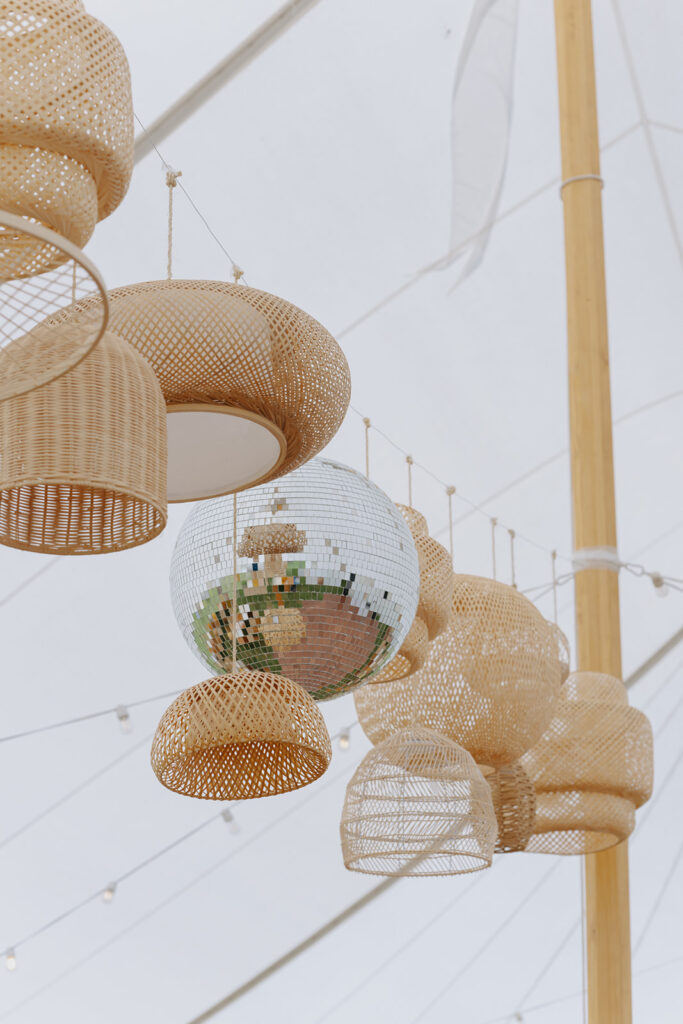 Rattan lanterns and disco balls 